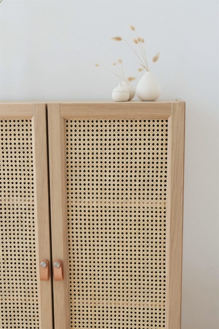 DIY IKEA Hacks par Studio Candy - comment relooker une petite armoire Billy avec du cannage
