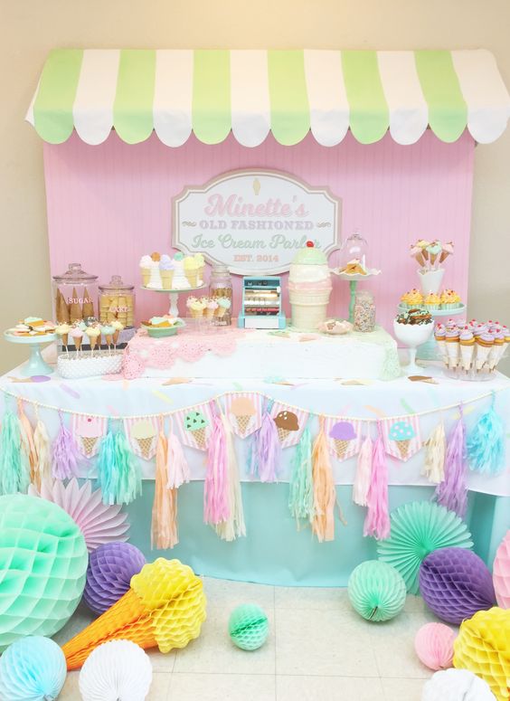 ice cream party - sweet tableice cream party - sweet table