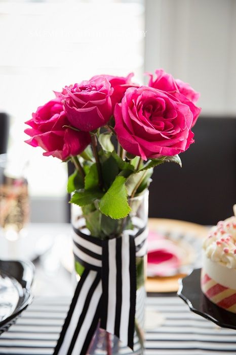 Anniversaire 30 ans en black & pink - joli bouquet