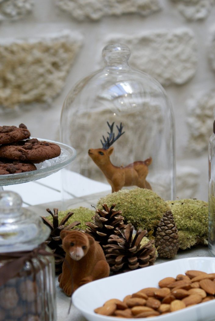 Mini sweet table automne - petite biche dans une cloche en verre