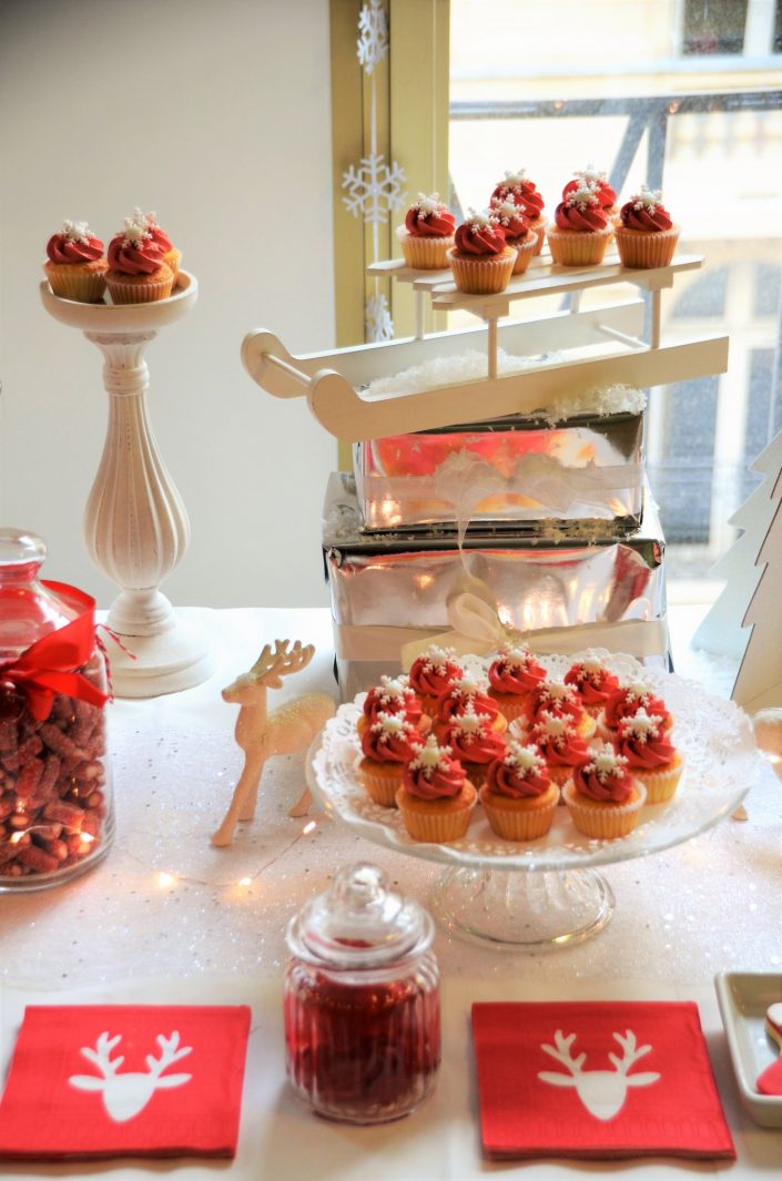 Noël chez Estée Lauder par Studio Candy - cupcakes rouges et blancs