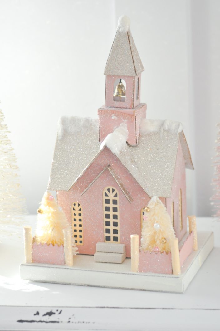 Noël rose pastel - Petite maison