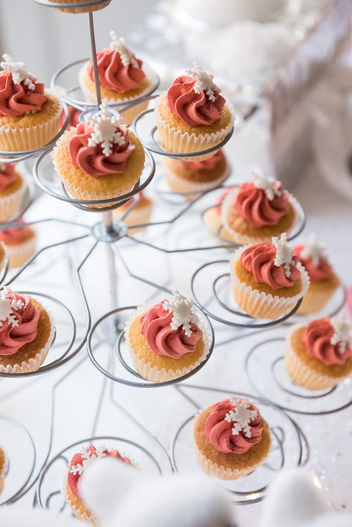 Cupcakes avec flocons de neige pour le noël Estée Lauder organisé par Studio Candy