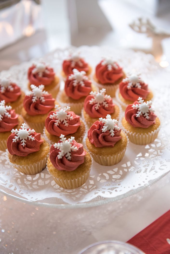 Cupcakes avec flocons de neige pour le noël Estée Lauder organisé par Studio Candy