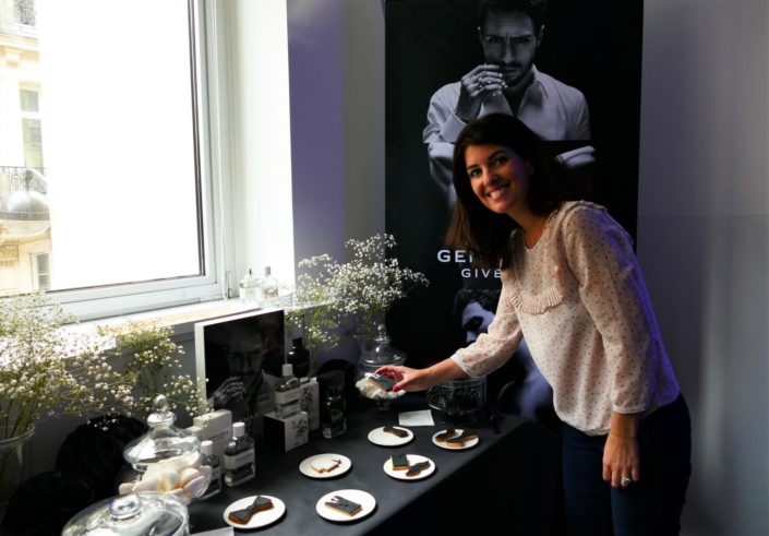 Candy Bar pour Givenchy - Nouveau parfum Gentleman - sablés décorés en noir et blanc - bonbons, meringues