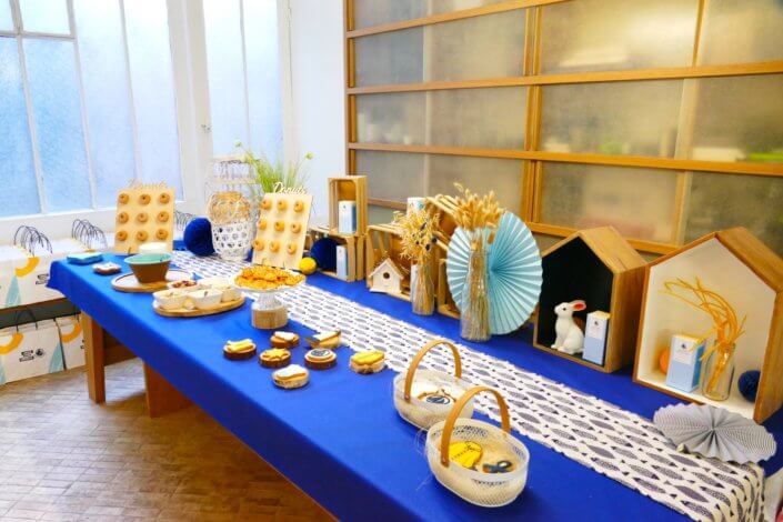 Evenement presse lancement du parfum Petit Bateau avec table sur mesure et des sablés décorés Studio Candy