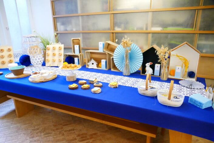 Evenement presse lancement du parfum Petit Bateau avec table sur mesure et des sablés décorés Studio Candy