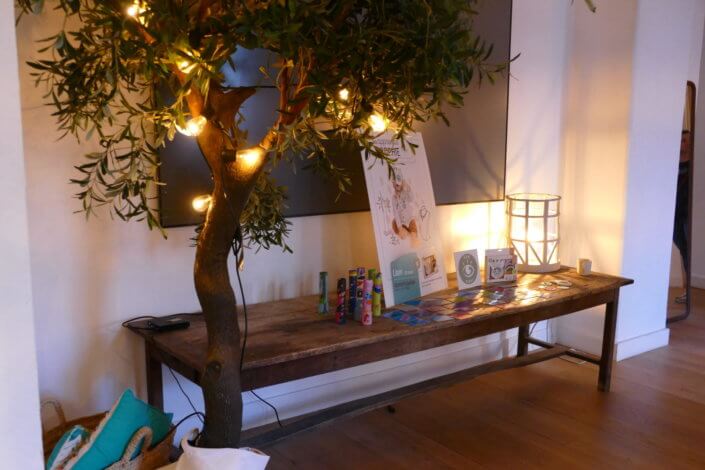 Journée presse et influence Sophie la girafe dans un loft parisien avec le catering Studio Candy : financiers, carrot cake, granola et fromage blanc, décoration fleurie